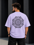 Boho Mandala Front Badge Back Design Oversized Tee | Oversized T-Shirt Drop Shoulder Streetwear India Graphic Tee