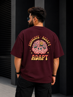 Growth Mind Front Badge Back Design Oversized Tee | Oversized T-Shirt Drop Shoulder Streetwear India Graphic Tee