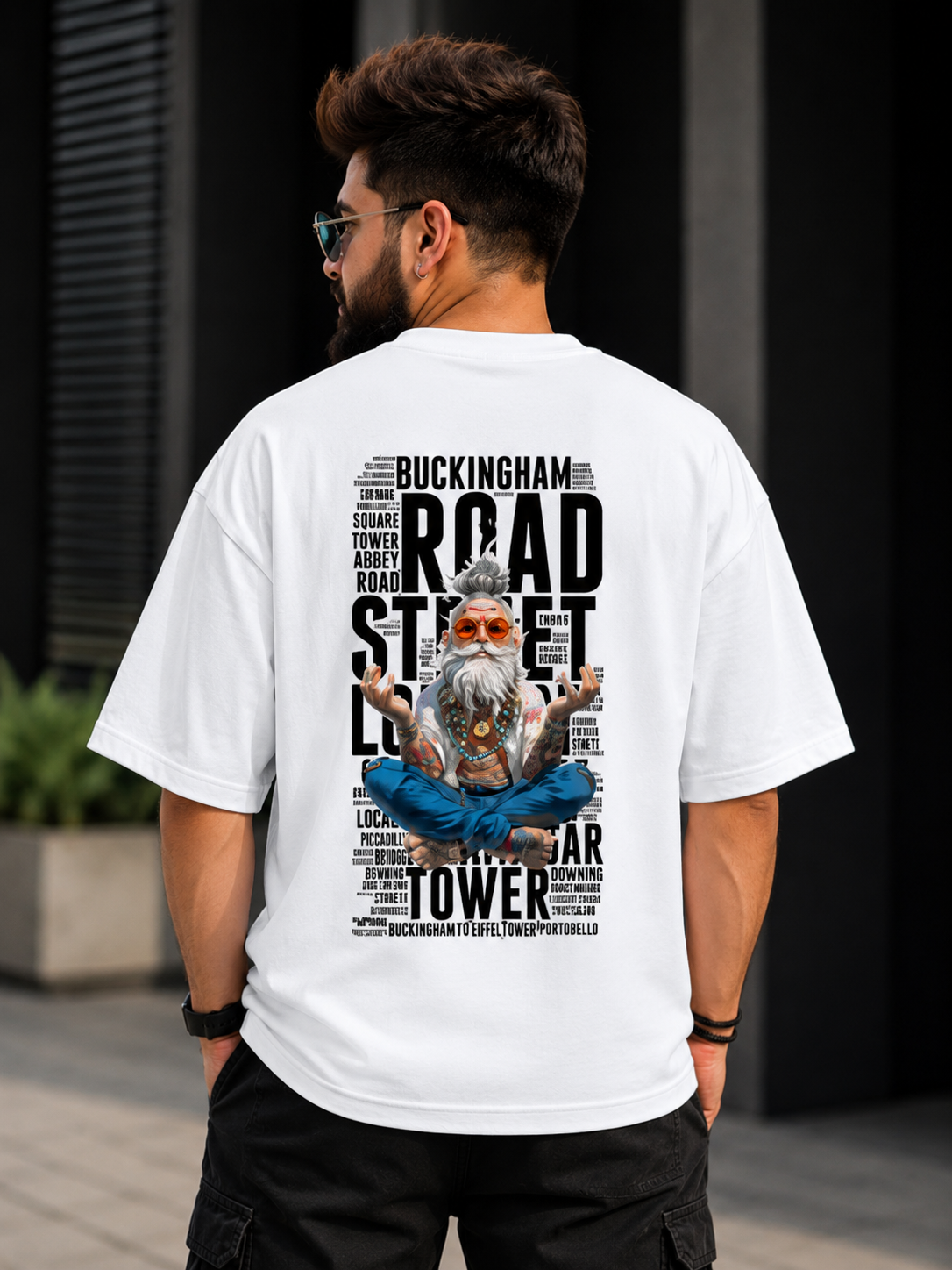 Legend Beard Front Badge Back Design Oversized Tee | Oversized T-Shirt Drop Shoulder Streetwear India Graphic Tee