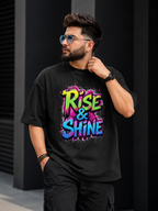 Rise & Shine Urban Print Oversized Tee | Oversized T-Shirt Drop Shoulder Streetwear India Graphic Tee