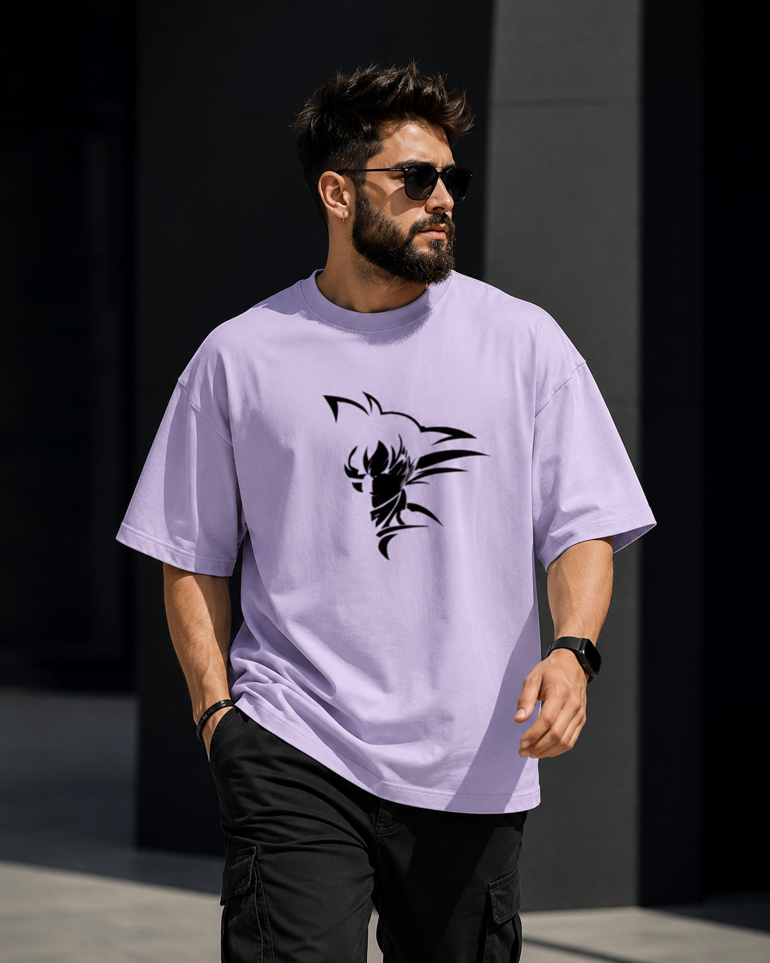 Saiyan Warrior Anime Oversized Tee | Oversized T-Shirt Drop Shoulder Streetwear India Graphic Tee